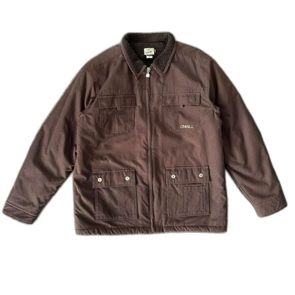 NWT O'Neill Ranger Sherpa Lined Chore Coat Brown Canvas Full Zip Workwear Sz XL - Picture 1 of 9